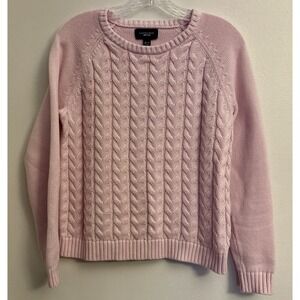 Lands' End Drifter Cableknit Sweater M/P  Pink Fisherman Preppy